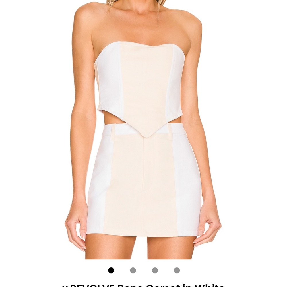 Stylish Strapless White and Cream Dress